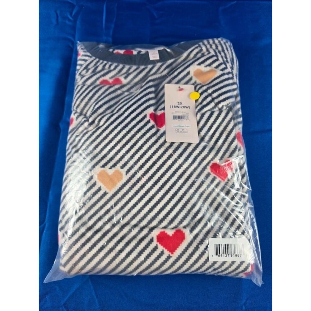 Womens Secret Treasures 2 Pc Pajama Gray/White W/Red Hearts Super soft Fleece 2X